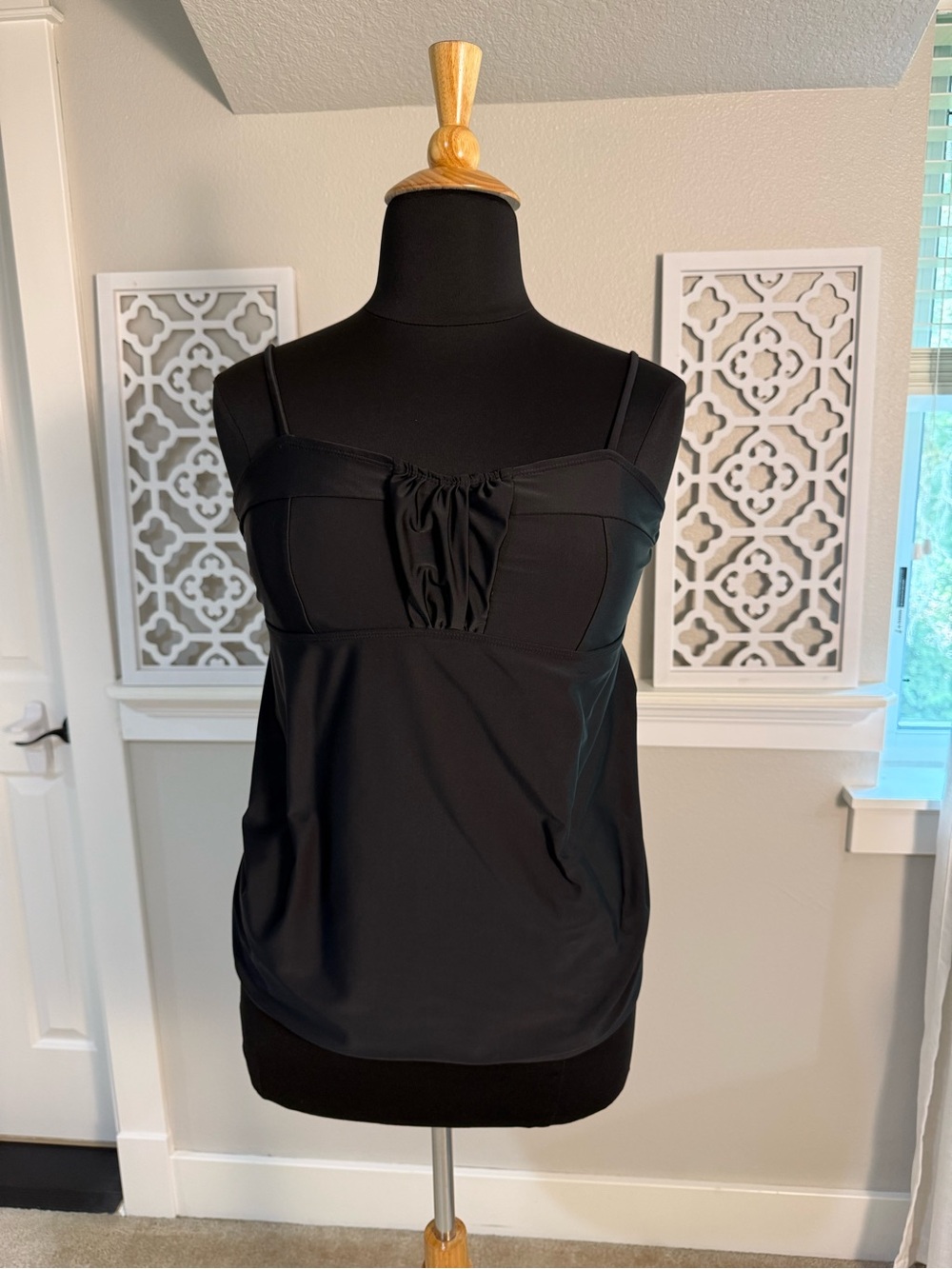 Black Ruffled Bust Swim Top